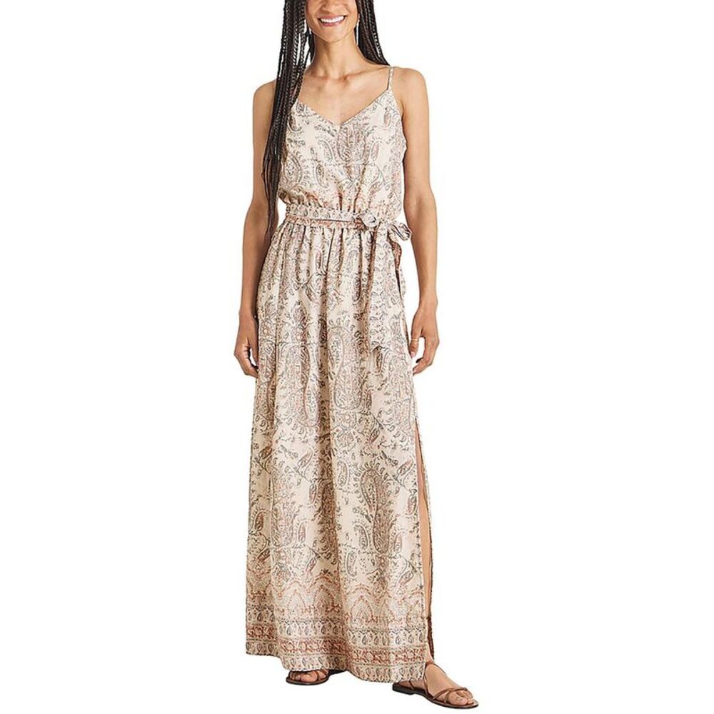 Splendid Beige Paisley Midi Dress